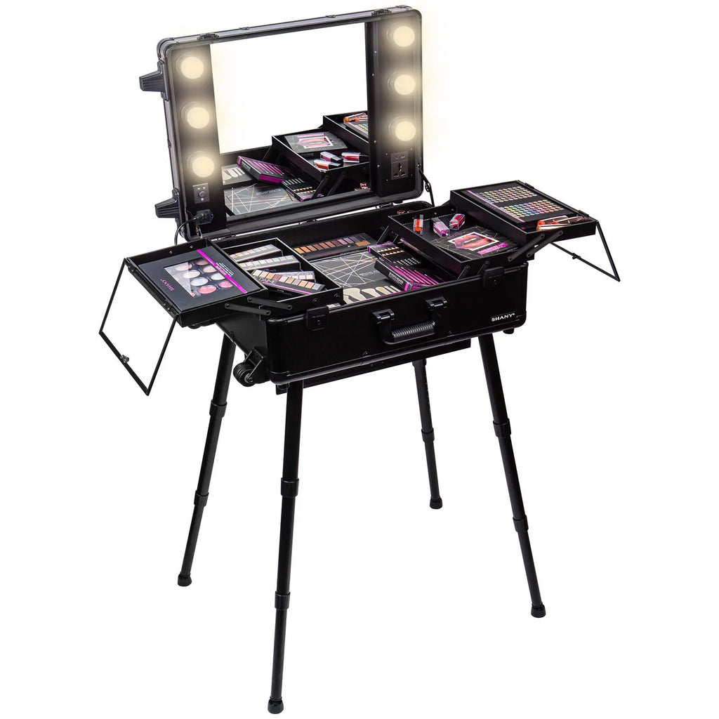 SHANY Studio ToGo Wheeled Trolley Makeup Case & Organizer with Light - Charcoal