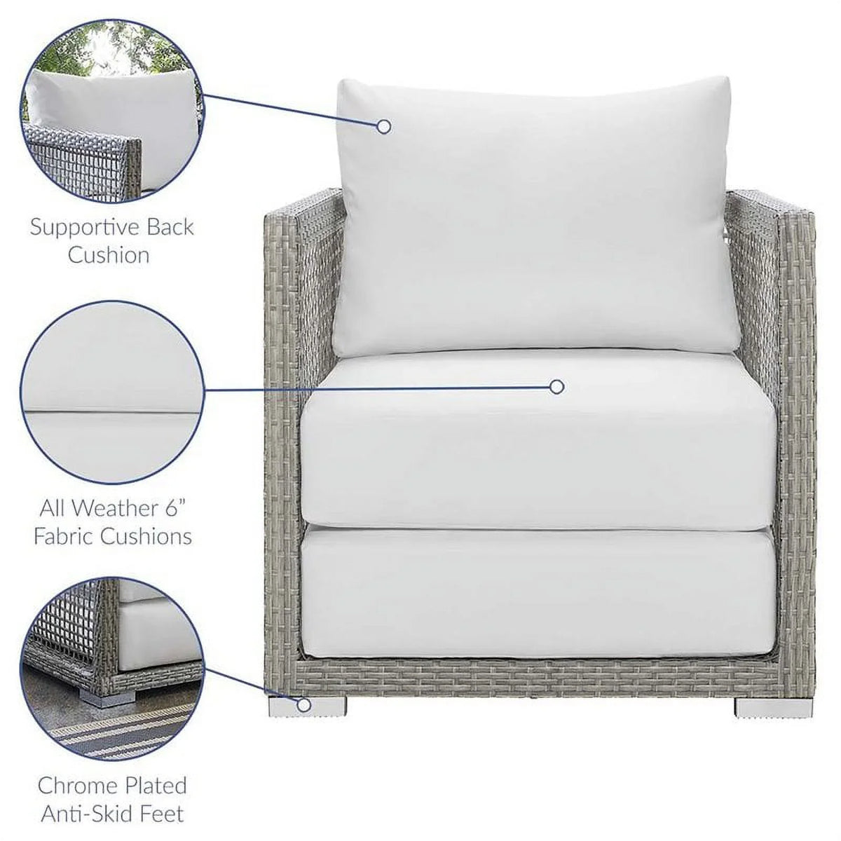 Allora Patio Chair in Gray and White