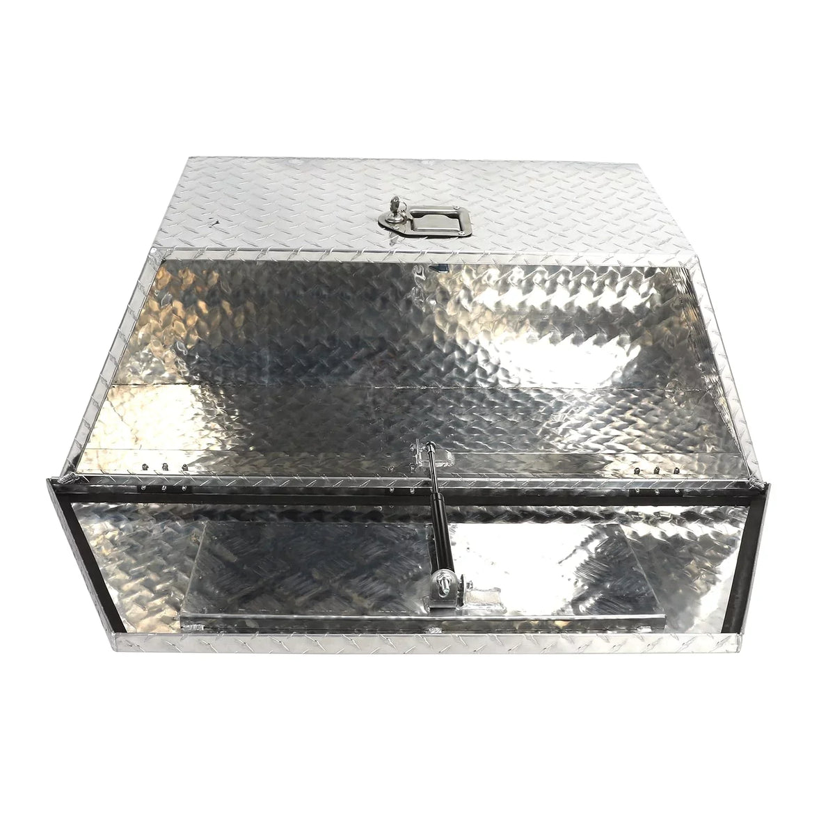 Confote Heavy Duty Aluminum Diamond Plate Trailer Tongue Box with Lock and Keys for Secure Tool Storage on Your Trailer, Silver,39 x 16.5 x 12 Centimeter