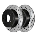 AutoShack Rear Drilled Slotted Brake Rotors Midnight Pair of 2 Driver and Passenger Side Replacement for Jeep Patriot Compass Dodge Avenger Caliber Chrysler 200 Sebring Mitsubishi Lancer V6 FWD PR63038LR