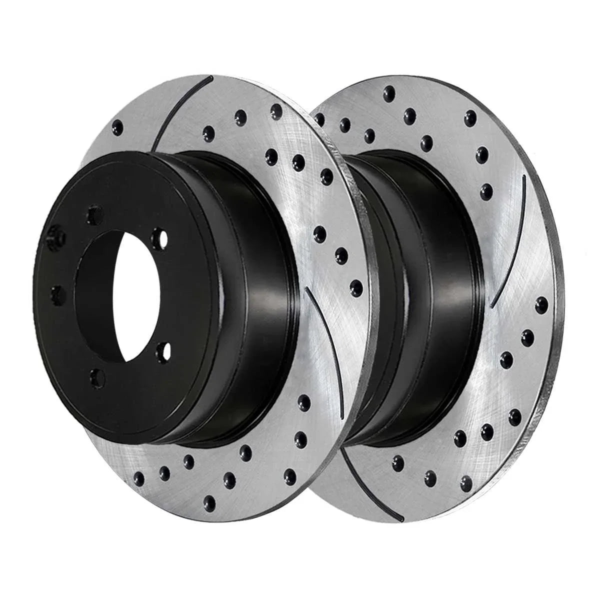 AutoShack Rear Drilled Slotted Brake Rotors Midnight Pair of 2 Driver and Passenger Side Replacement for Jeep Patriot Compass Dodge Avenger Caliber Chrysler 200 Sebring Mitsubishi Lancer V6 FWD PR63038LR