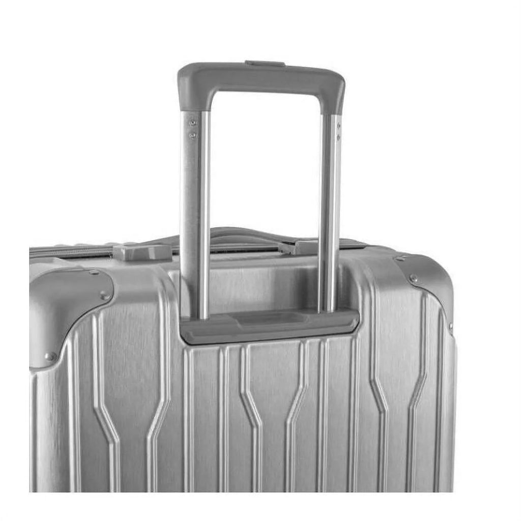 Heys Xtrak Unit Lightweight, TSA Combination Lock, Expandable, Telescopic Handle System Carry-On Luggage with Spinner Wheels Silver