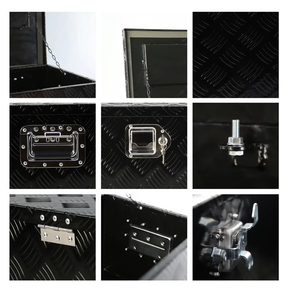 30" Heavy Duty Midnight Aluminum 5 Bar Tread Tool Box Truck Pickup Trailer Toolbox Underbody Storage+Lock+Keys