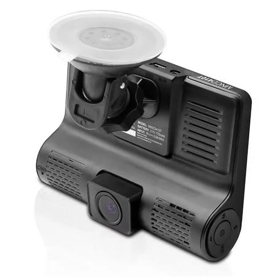MNCD410T Full HD Front and Rear View 4" LCD Screen Dash Camera with 3-Channel Recording, Onyx