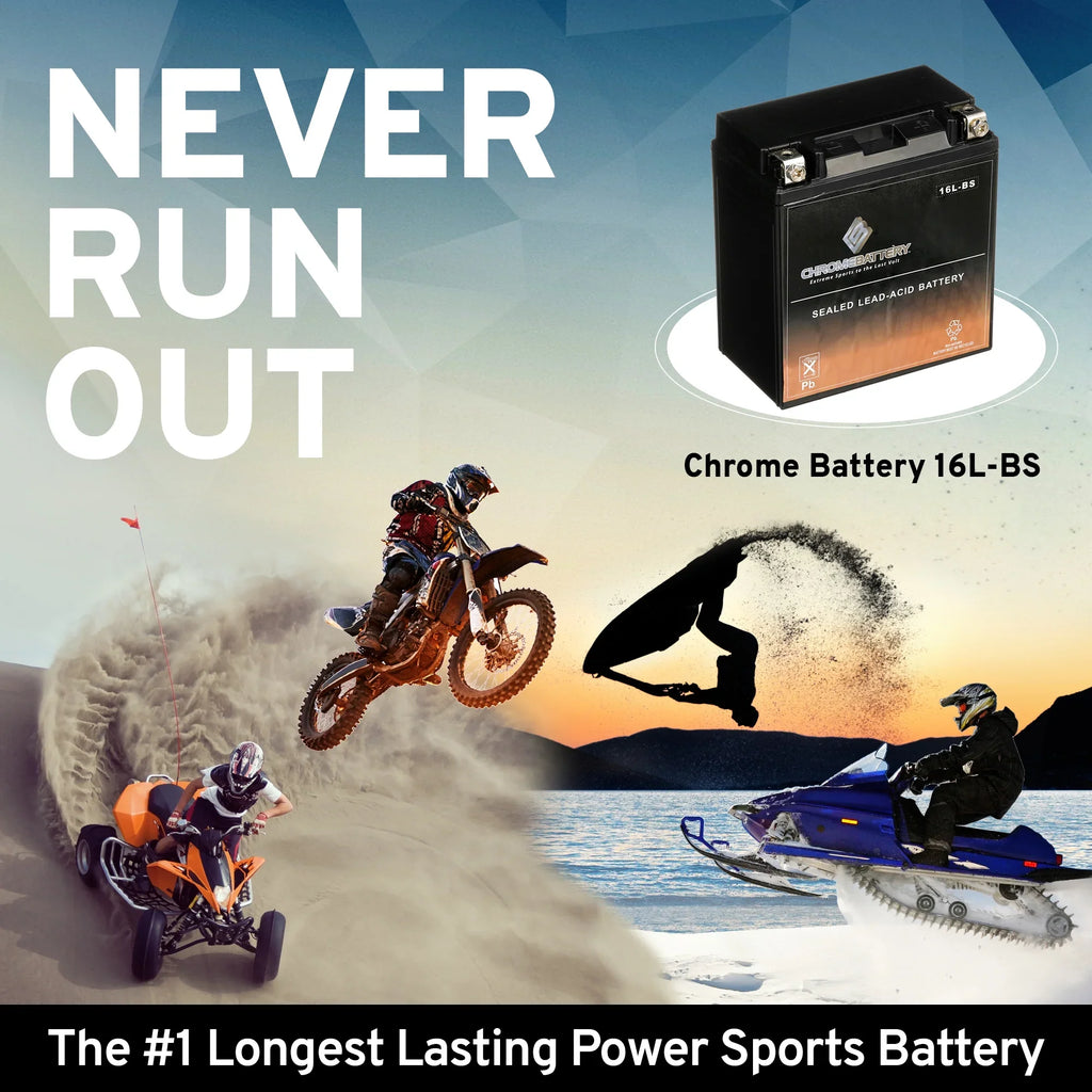 Chrome Battery YTX16L-BS (16L-BS 12 Volt,14 Ah, 230 CCA) Jet Ski Battery for Kawasaki 650cc Jf650 X2 1988