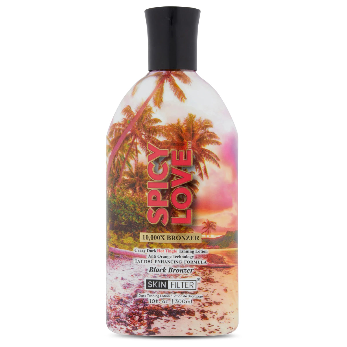 Skin Filter Spicy Love Tanning Lotion – 10,000X Crazy Dark Self-Tanning Lotion – Self-Tanner with Anti-Orange Technology and Tattoo Protection – Charcoal Body Bronzer Made in the USA – Hydrating Formula