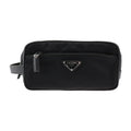 Pre-Owned PRADA Prada second bag 2NA819 nylon leather Dark silver hardware clutch handbag triangle logo (Good)