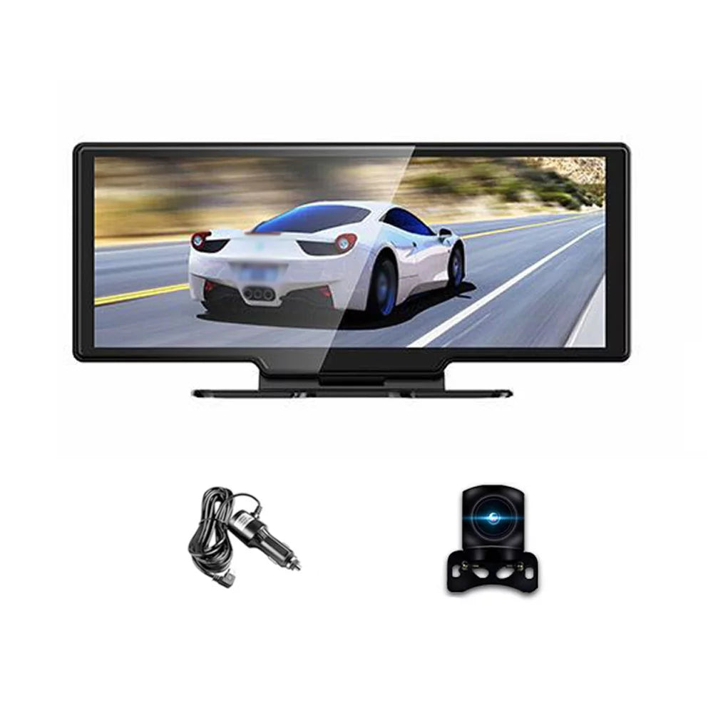 4K Front & Rear DVR Dash Camera with 10.26 Centimeter Touchscreen - Android Auto Compatible, Built-in WiFi, G-Sensing, Loop Recording, Hands-Free Calling