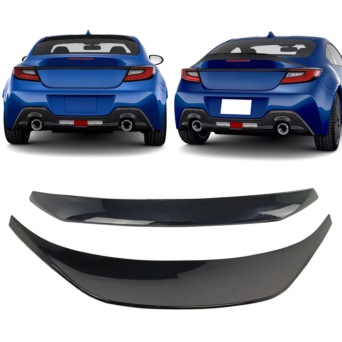 Ikon Motorsports Roof + Trunk Spoiler Compatible With 2022-2023 Subaru BRZ Toyota GR86, Painted D4S Crystal Dark Silica/Raven Pearl ABS IKON Style Rear Window Visor Wing + TRD Style Trunk Spoiler