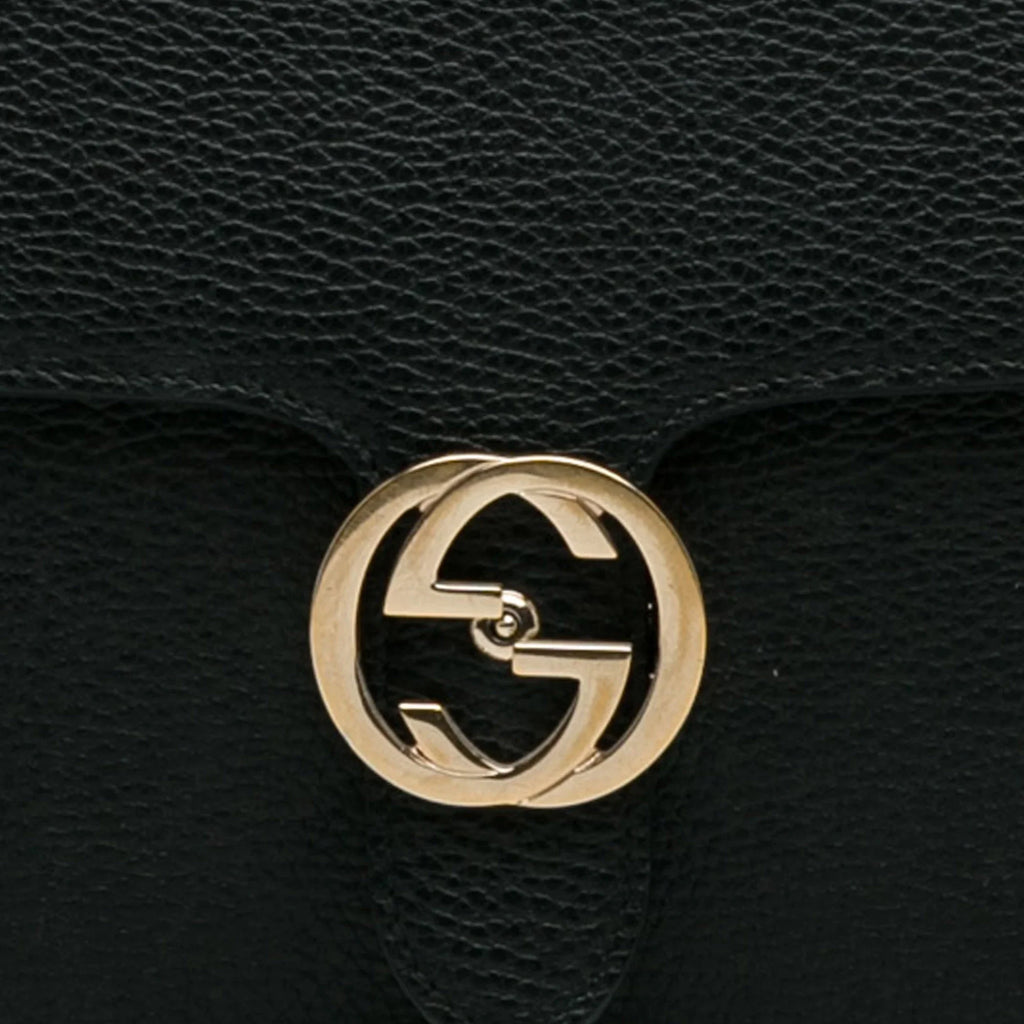 Pre-Owned Authenticated Gucci Medium Dollar Interlocking G Crossbody Bag Calf Leather Midnight Unisex (Good)