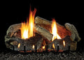 24" Stacked Aged Oak Logset with MV VF/V Slope Glaze Burner, NG