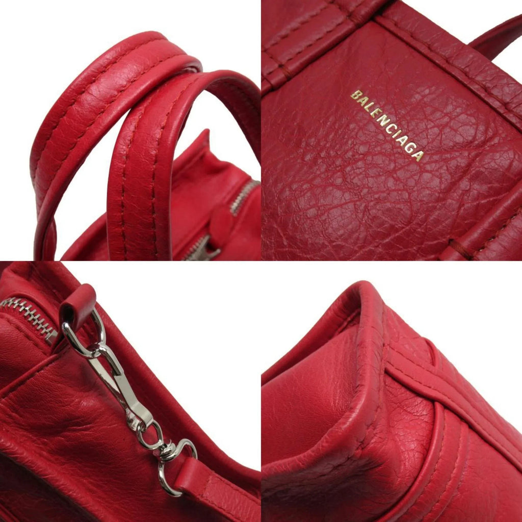Pre-Owned BALENCIAGA Handbag Shoulder Bag Bazaar Shopper XXS Leather Red Silver Ladies (Good)