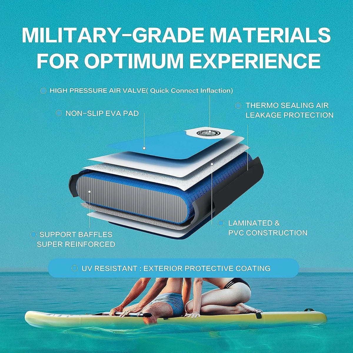 Deluxe Pink Inflatable Stand Up Paddle Board - 1 paddle board kit - 27.55 - Discover ultimate balance and stability on the water!