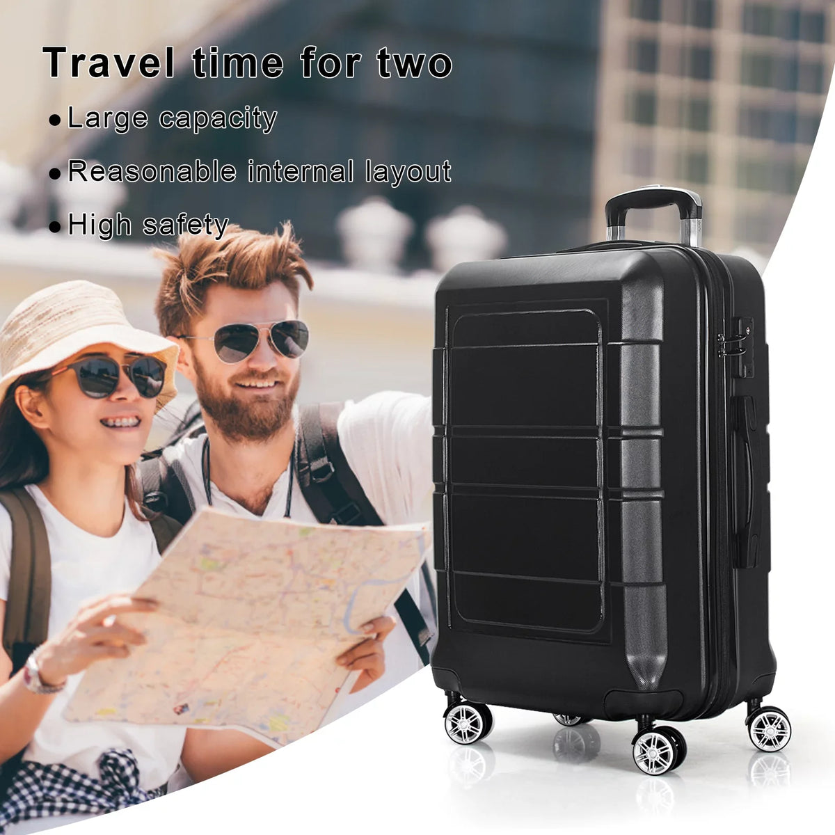 AEDILYS 3 Pcs Hardside Luggage Set, with TSA Lock and 20"/24"/28" Luggage Bags, Dark