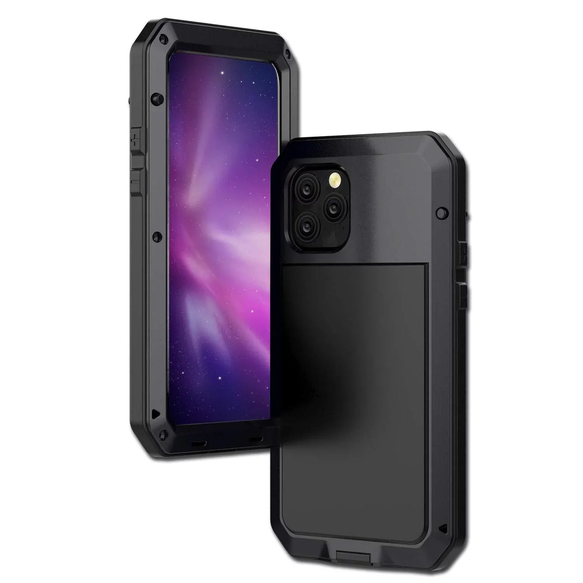 Gorilla Glass Aluminum Metal iPhone 15 Case Midnight Heavy Duty Military Grade Shockproof and Scratch Resistant Protection, Rugged Outdoor Travel