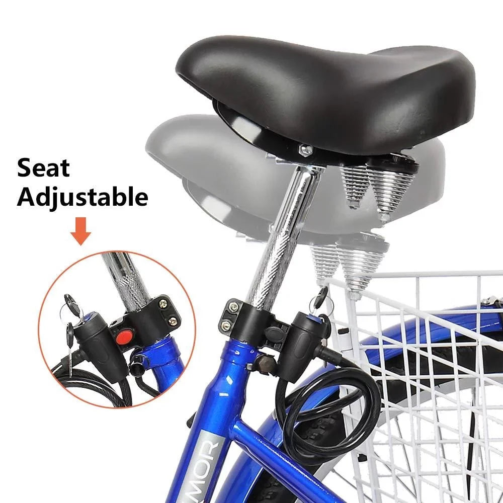 SalonMore Adult Tricycle Unit Wheel Men's Women's Bike, Blue