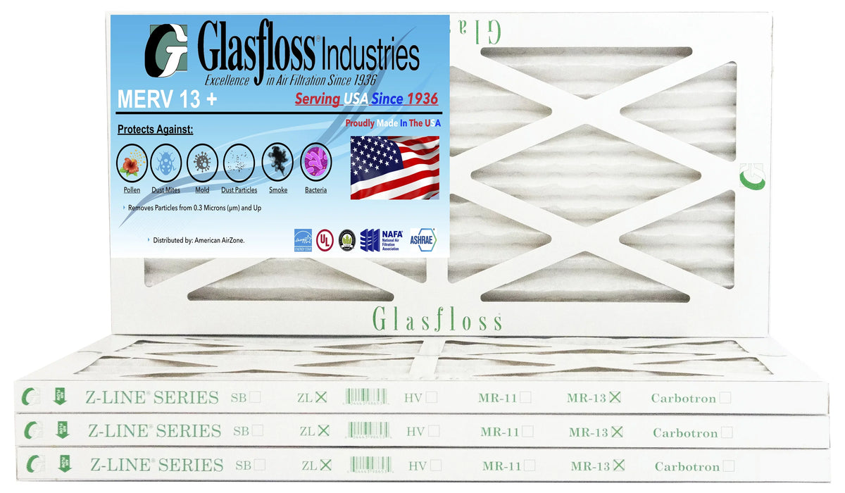 Glasfloss 10x30x1 - MERV 13 -Qty:4 - Furnace Air Filter - Made in USA (Actual Size: 9.5 x 29.5x7/8 Unit