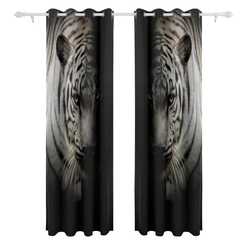 POPCreation White Tiger Isolated On Onyx Background Window Curtain Midnight Curtains Darkening Thermal Blind Curtain for Bedroom Living Room,2 Panel (52Wx84L Unit