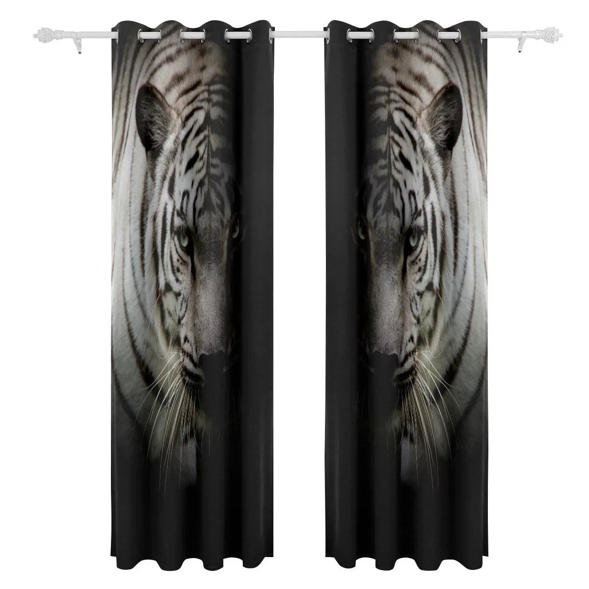 POPCreation White Tiger Isolated On Onyx Background Window Curtain Midnight Curtains Darkening Thermal Blind Curtain for Bedroom Living Room,2 Panel (52Wx84L Unit
