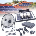 MONIPA Portable Solar Powered Panel+Fan+3x1W 12V Bulbs 8 Unit Solar Powered Fan, with Adapter for Ventilation Caravan Camping Home Office Outdoor Traveling Fishing