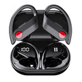 Bluetooth Headphones Wireless Earbuds 20hrs Playtime Charging Case Digital Display Sports Ear buds with Earhook Premium Deep Bass IPX7 Waterproof Over-Ear Earphones for TV Phone Laptop Midnight