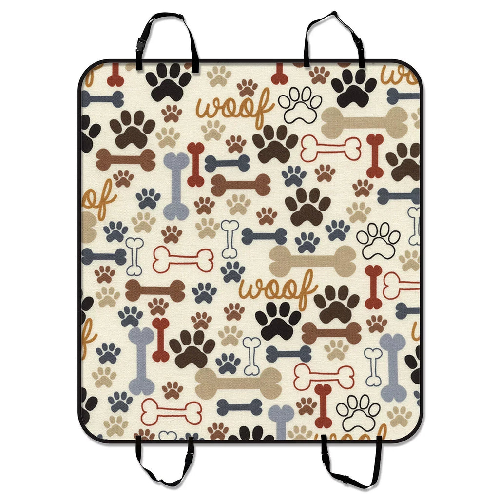GCKG Dog Paws and Bones Pet Car Seat Cover Dog Car Seat Mat Hammock Cargo Mat Trunk Mat For Cars Trucks and SUV 54x60 Unit