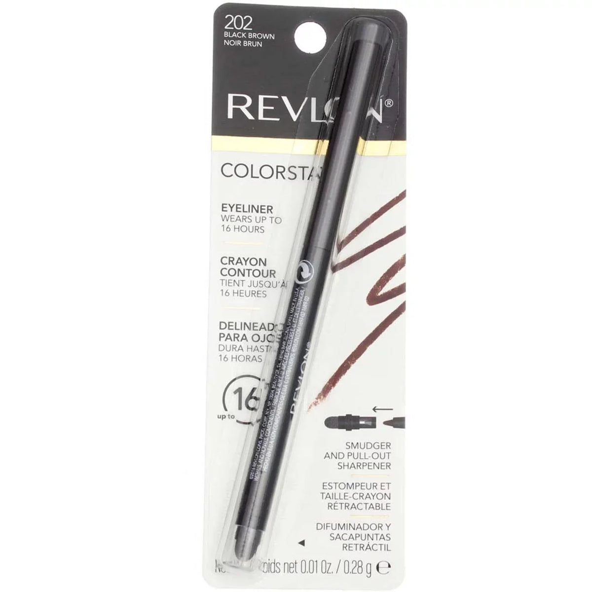 Revlon ColorStay Eyeliner Pencil, Onyx Brown [202], 0.01 oz (Pack of 6)