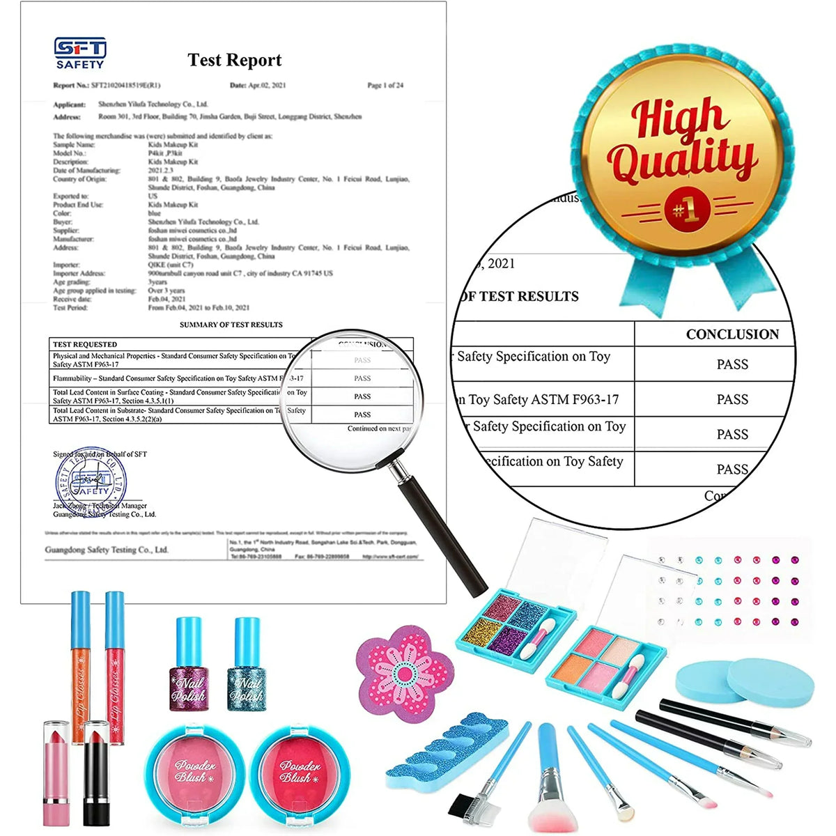 Kids Makeup Kit for Girls, 24 Pcs Washable Makeup Kit Real Cosmetic Toy with Bag, Safe & Non-Toxic Frozen Makeup Set for Princess, Toddler Makeup Set Kids Toys for 3-12 Years Old Girls Gift (Blue)