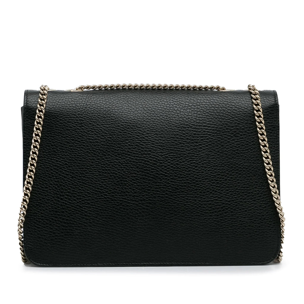 Pre-Owned Authenticated Gucci Medium Dollar Interlocking G Crossbody Bag Calf Leather Midnight Unisex (Good)
