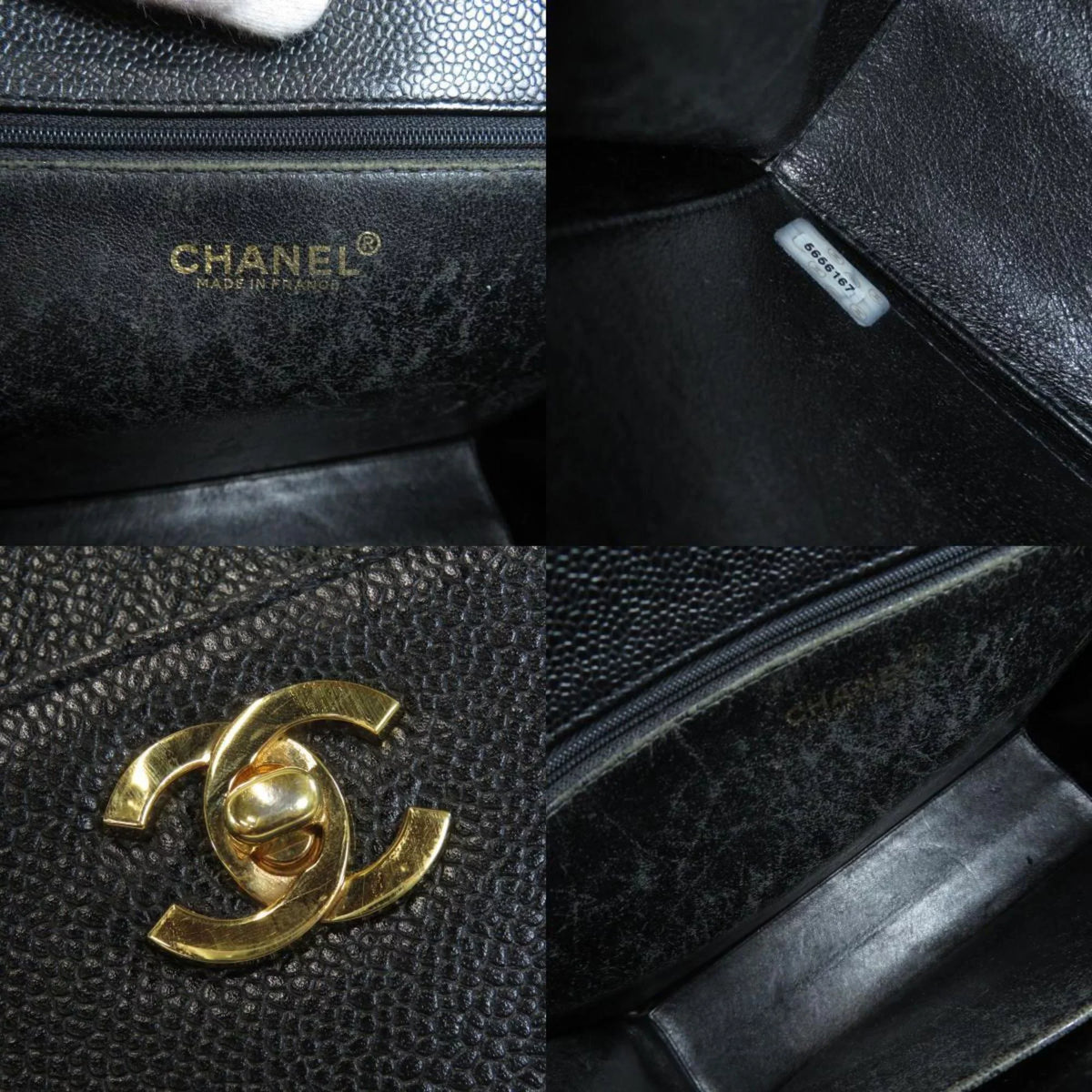 Pre-Owned CHANEL COCO MARK Handbag Caviar Skin Ladies (Good)