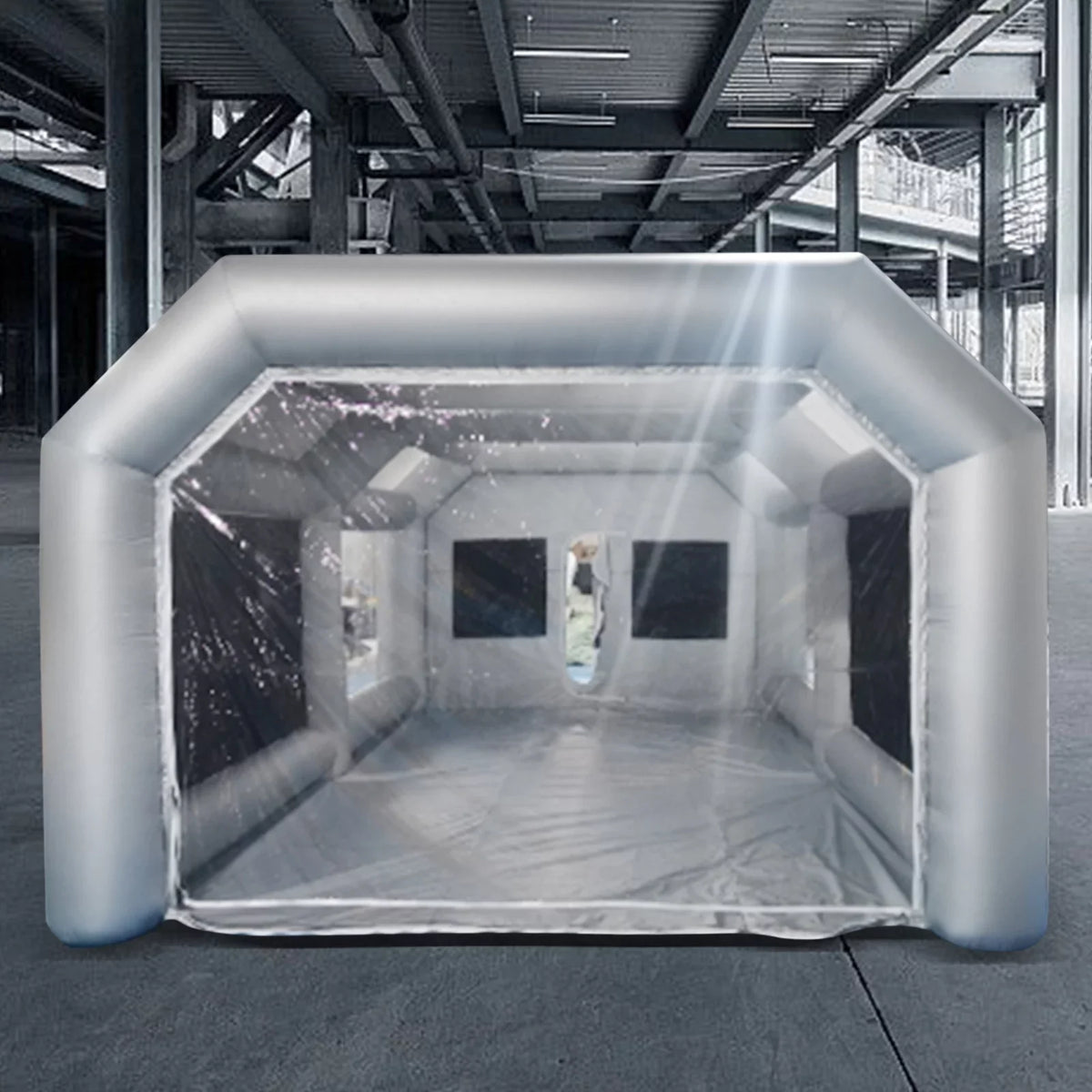 Miumaeov Inflatable Spray Paint Tent Built-in Blower Mobile Portable Giant Paint Spray Booth with Air Filter System and Transparent Polyvinyl Windows Inflatable Spray Paint Booth 26x13x10ft