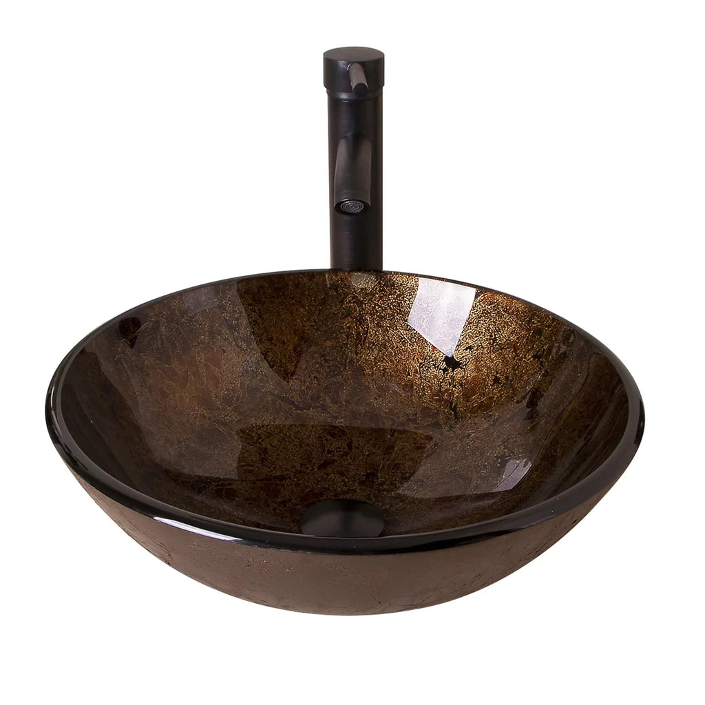 Wonline Artistic ORB Tempered Glass Vessel Sink Set, Wash Sink Come with Pop Up Drain Combo
