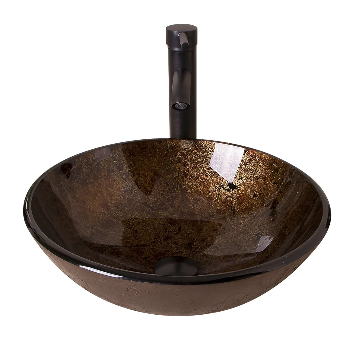 Wonline Artistic ORB Tempered Glass Vessel Sink Set, Wash Sink Come with Pop Up Drain Combo