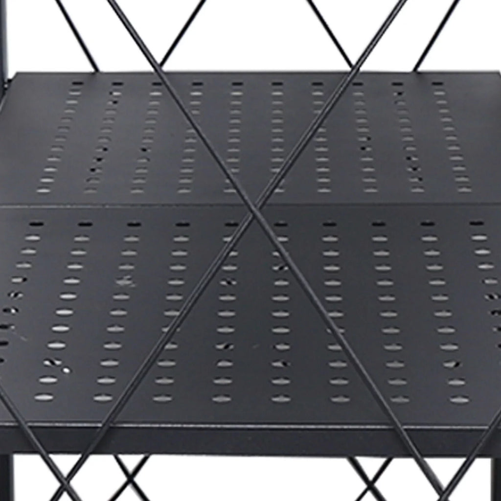 Miumaeov 3-Tier Kitchen Foldable Metal Rolling Trolley Cart Movable Utility Rack Storage Shelves Holder with Wheel Midnight