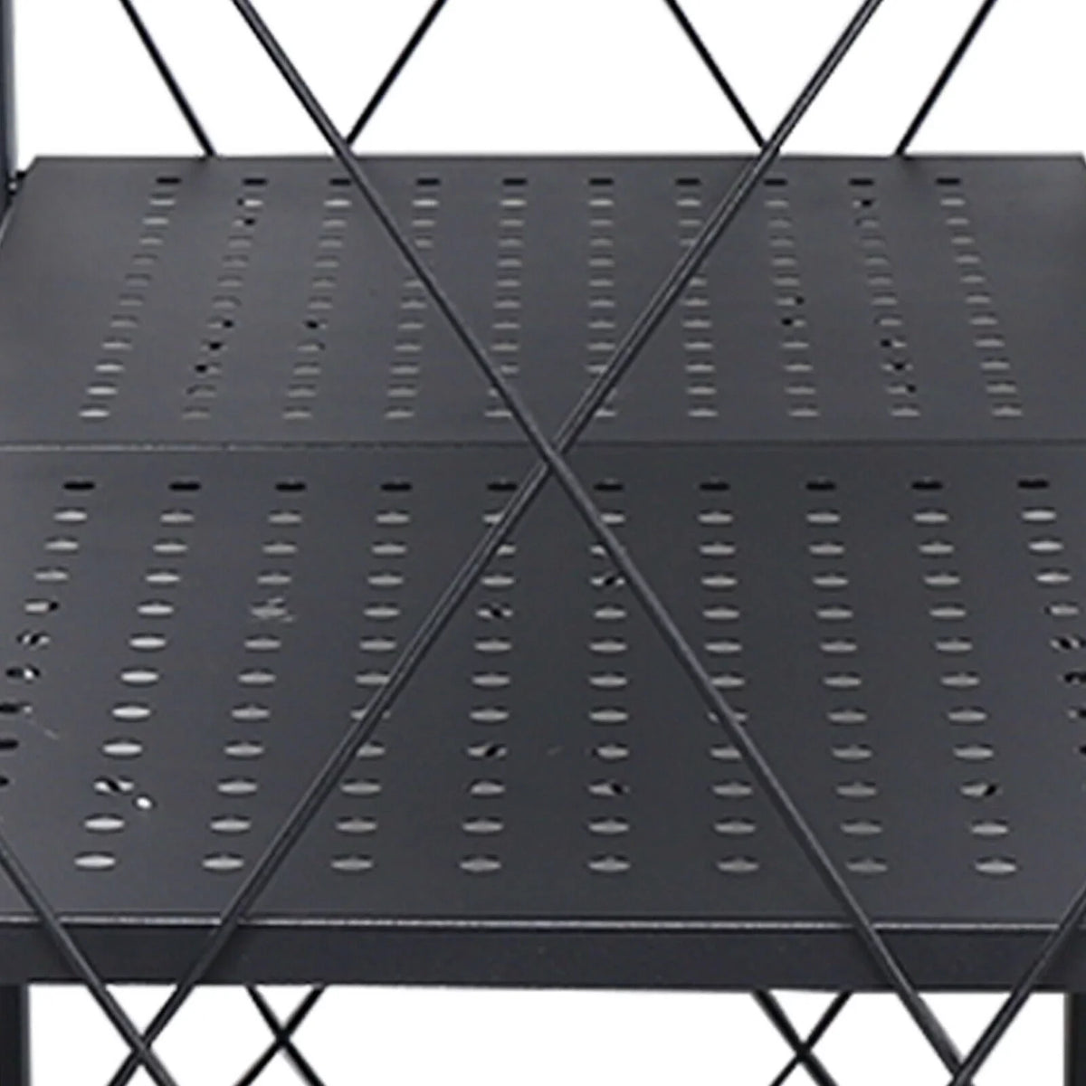 Miumaeov 3-Tier Kitchen Foldable Metal Rolling Trolley Cart Movable Utility Rack Storage Shelves Holder with Wheel Midnight