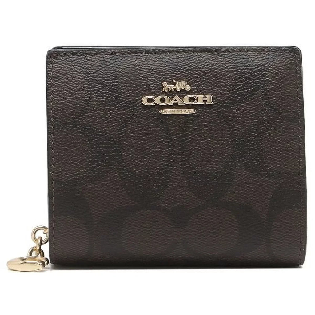 Coach Women's Snap Wallet In Signature Canvas (Brown / Onyx