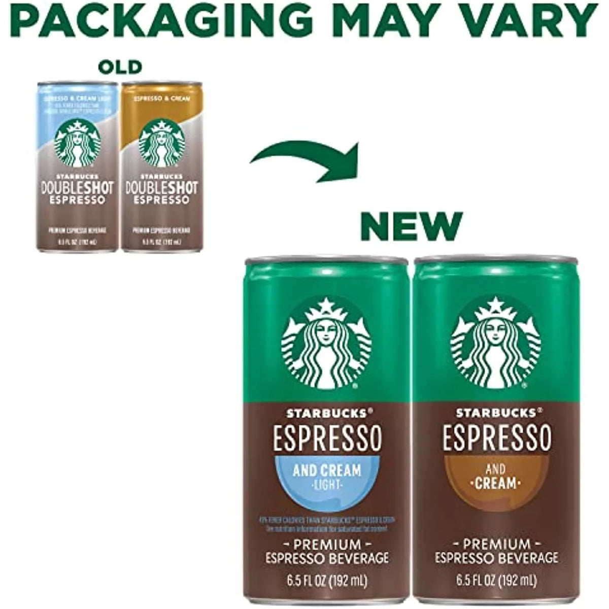 Starbucks Ready To Drink Coffee, Espresso & Cream Light, 6.5Oz Cans (12 Pack) (Packaging May Vary)