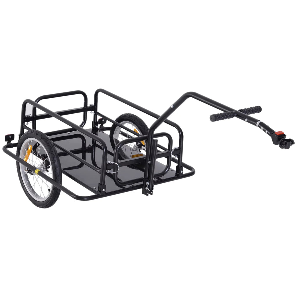 Aosom Folding Bike Cargo Trailer Cart with Seat Post Hitch- Dark up to 88 Lbs.