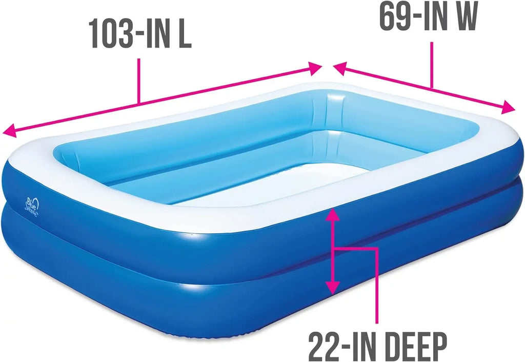 NT6123 103In X 69In X 22In Deep Rectangular Family W/Cover Inflatable Pool