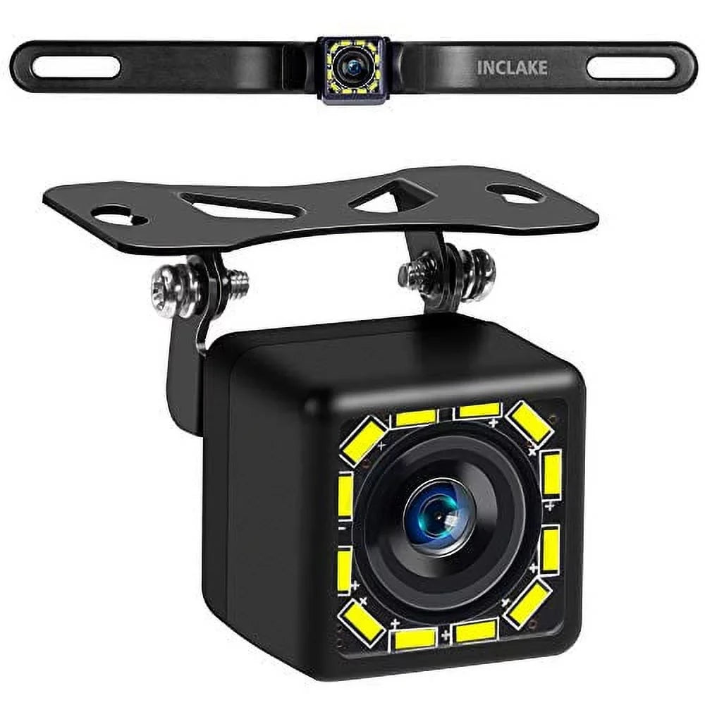 Car Backup Camera, Rear View Camera Ultra HD 12 LED Night Vision,Waterproof Reverse Camera 140 Wide View Angel with Multiple Mount Brackets for Universal Cars,SUV,Trucks,RV and More (HD)