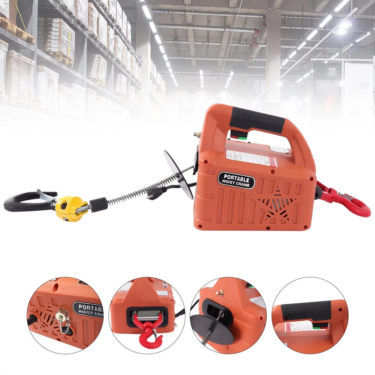 Miumaeov Electric Hoist Unit w/ Remote Control 200kg/440lb 62ft Lift Crane Heavy Duty