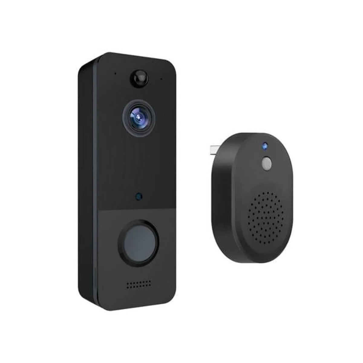 Fresh Fab Finds FFF-GPCT3715 Wireless Smart Wi-Fi Video Doorbell Security Phone Door Ring Intercom Camera Two Way Audio Night Vision 720P Motion Detection Battery Operated, Dark