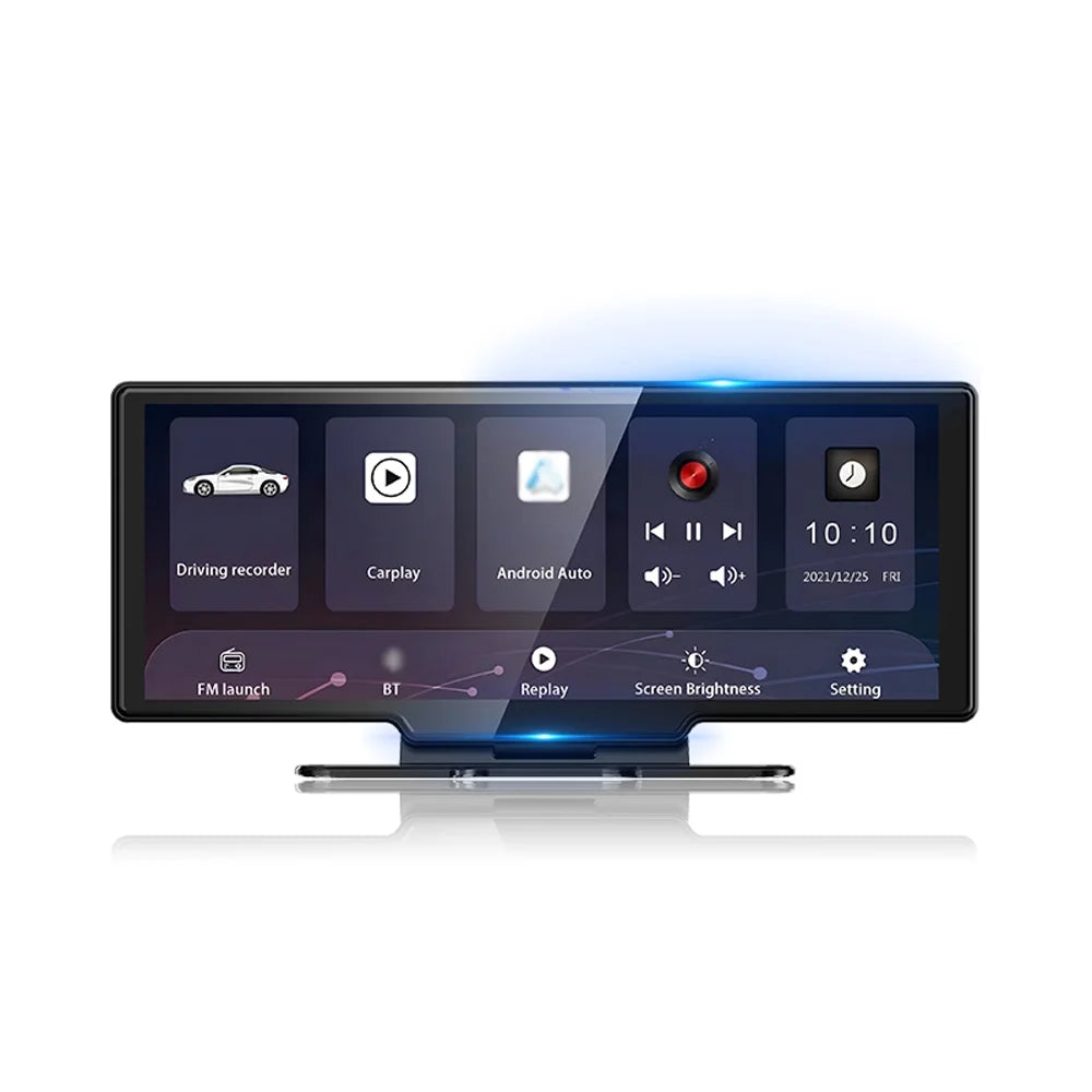 4K Front & Rear DVR Dash Camera with 10.26 Centimeter Touchscreen - Android Auto Compatible, Built-in WiFi, G-Sensing, Loop Recording, Hands-Free Calling