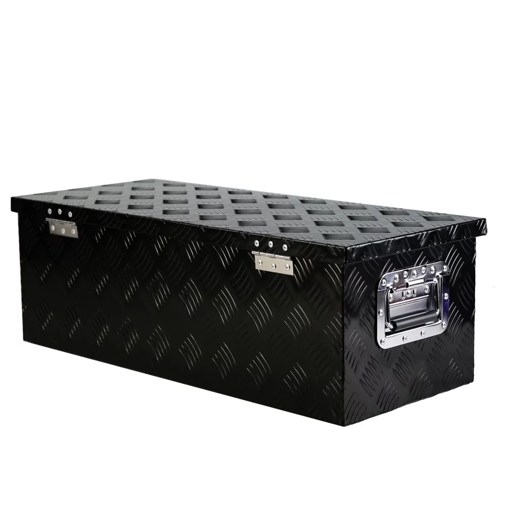 30" Heavy Duty Midnight Aluminum 5 Bar Tread Tool Box Truck Pickup Trailer Toolbox Underbody Storage+Lock+Keys