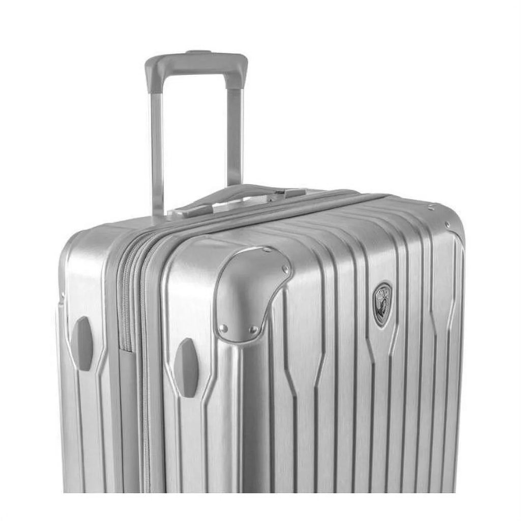 Heys Xtrak Unit Lightweight, TSA Combination Lock, Expandable, Telescopic Handle System Carry-On Luggage with Spinner Wheels Silver