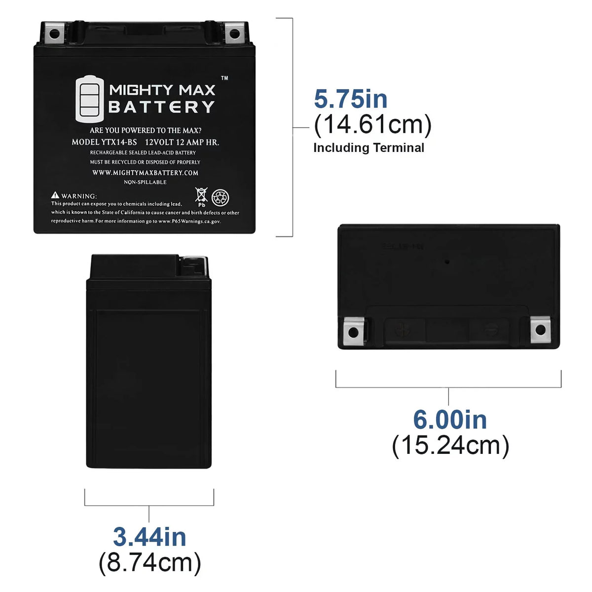 YTX14-BS Battery Replaces BMW F800ST, GS, GT, R, ADV 07-18 - 2 Pack
