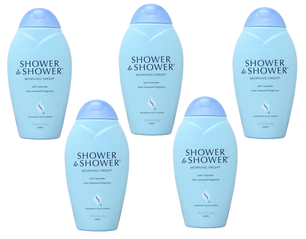 5 Pack - Shower To Shower Absorbent Body Powder Morning Fresh 8 oz Each