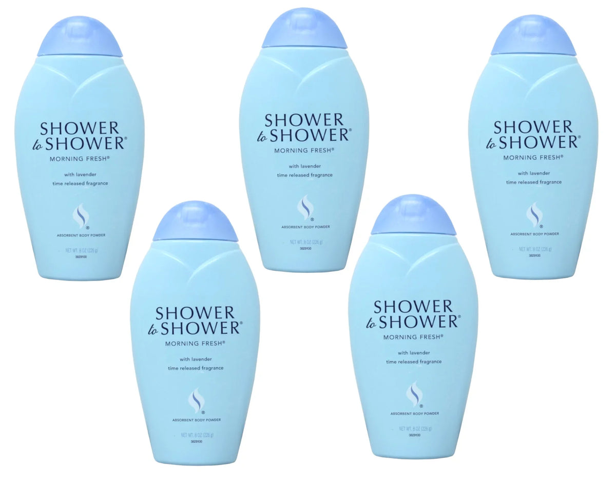 5 Pack - Shower To Shower Absorbent Body Powder Morning Fresh 8 oz Each