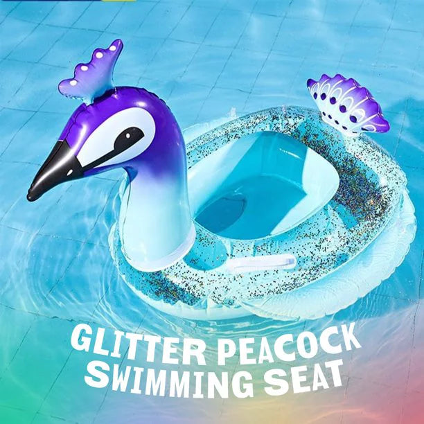 Alin Swimming Pool Toys Inflatable Glitter Pool Float Peacock Designed with Fast Valves Lounge Raft Decorative Water Game Summer Beach Party for Kids | 48 Centimeter