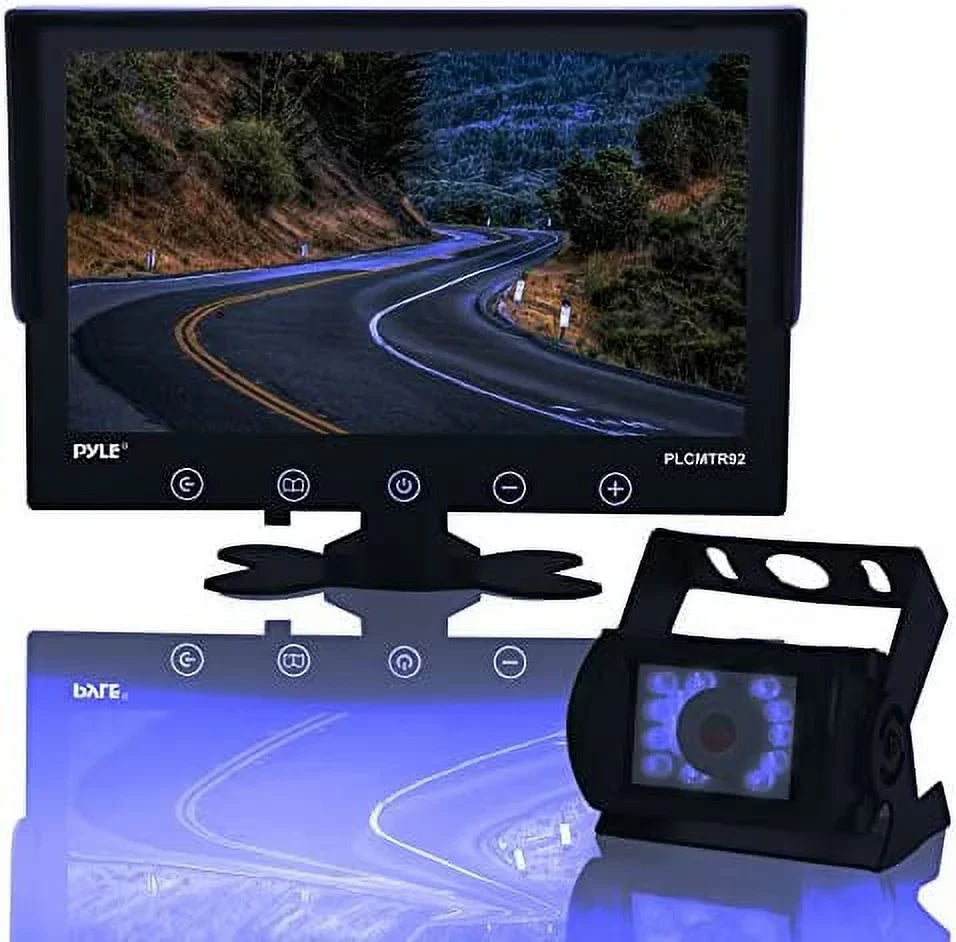 Pyle Car Truck Reverse Parking Waterproof Rearview Camera Kit W/ 9" LCD Display Monitor, 12-24V